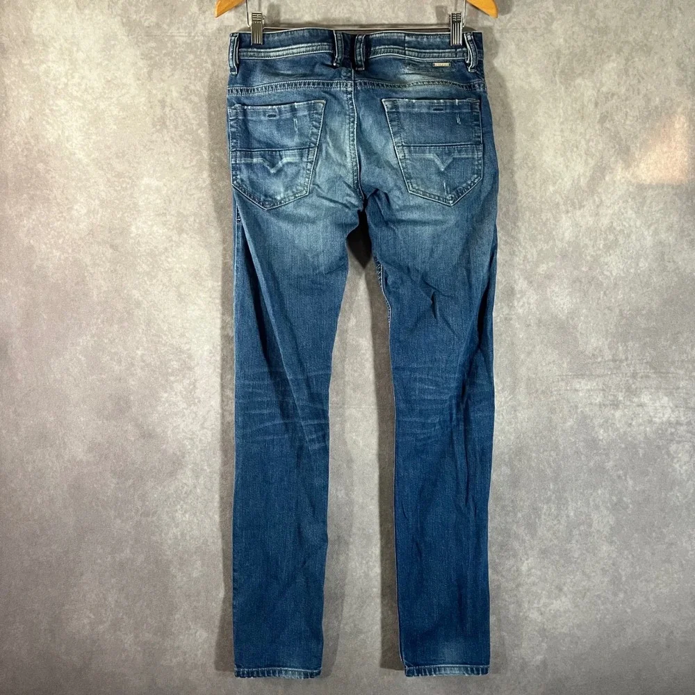 Diesel Thommer Slim Skinny Jeans Mens 29x32 Blue Stretch Distressed Casual